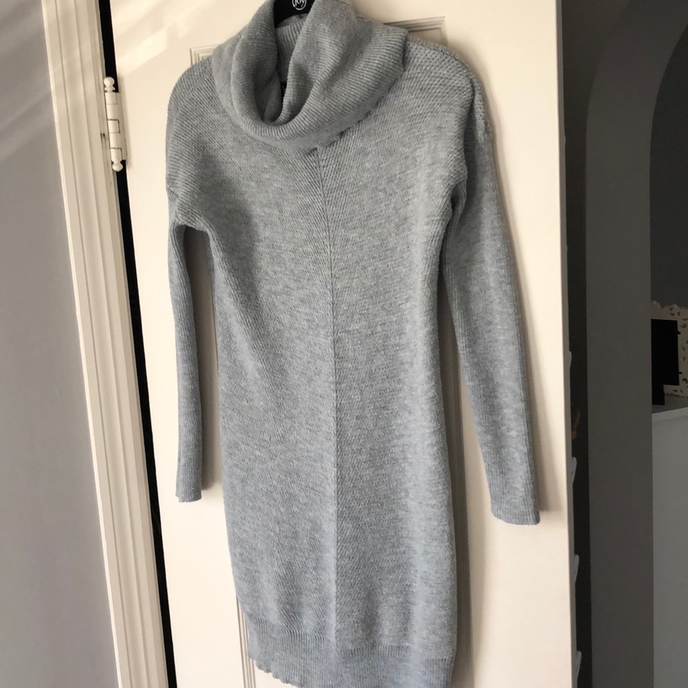 Light gray sweater dress, gently used and cozy.